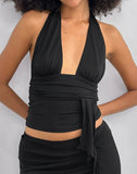 Image of Prilla Halter Top in Cupro Black