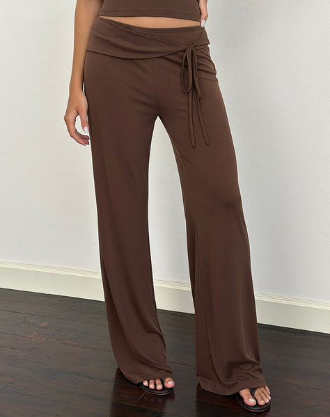 Image of Donata Trouser in Cupro Dark Brown