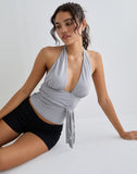 Image of Prilla Halterneck Top in Cupro Grey