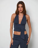 Image of Prilla Halter Top in Cupro Ocean Storm