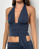 Image of Prilla Halter Top in Cupro Ocean Storm