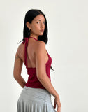 Image of Priscilla Halter Top in Sheer Knit Red