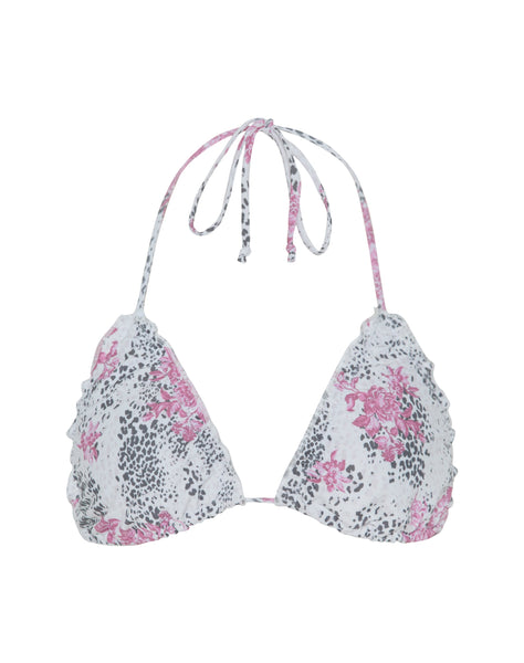 Image of Prisha Bikini Top in White Jungle Flower Print