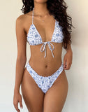 Image of Veroly Bikini Bottom in Blue Flower Chain