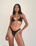 Image of Farida Bikini Bottom in Broderie Black with Frill