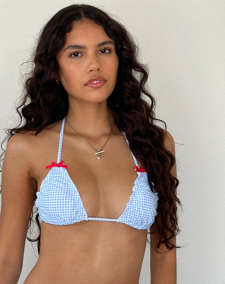 Pumyla Bikini Top in Blue Cluster Floral