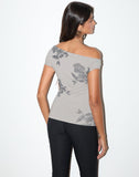 Image of Pyso Asymmetric Top in Lace Flower Grey