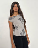 Image of Pyso Asymmetric Top in Lace Flower Grey