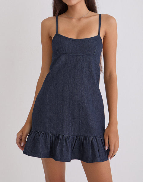 Image of Pamina Mini Dress in Denim Indigo