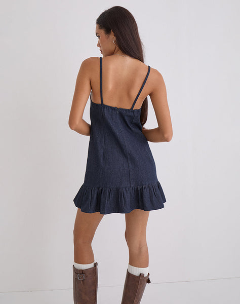 Image of Pamina Mini Dress in Denim Indigo