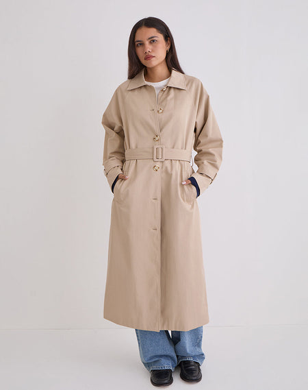 Izora Short Trench Coat in Navy