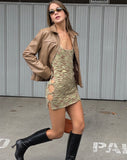 image of MOTEL X JACQUIE Lukita Mini Dress in Mix Space Dye Khaki