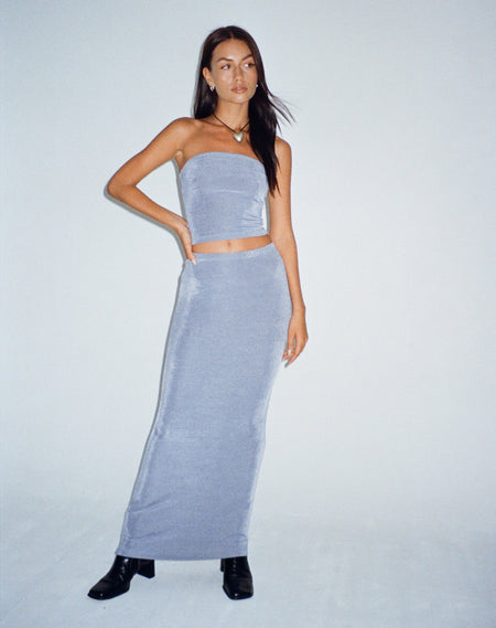 Lafille Denim Maxi Skirt in Blue Wash