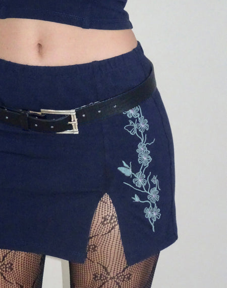 Tyler Mini Skirt in Watercolour Floral Blue