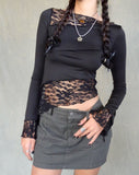 image of Lucca Long Sleeve Top in Lace Black