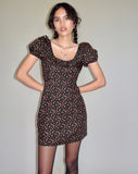 image of Sasyana Mini Dress in Dark Pink Rose Black