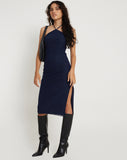 Image of Rabi Halterneck Midi Dress in Mesh Navy