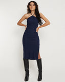 Image of Rabi Halterneck Midi Dress in Mesh Navy