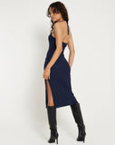 Image of Rabi Halterneck Midi Dress in Mesh Navy