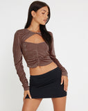 Image of Rabia Long Sleeve Crop Top in Peppercorn