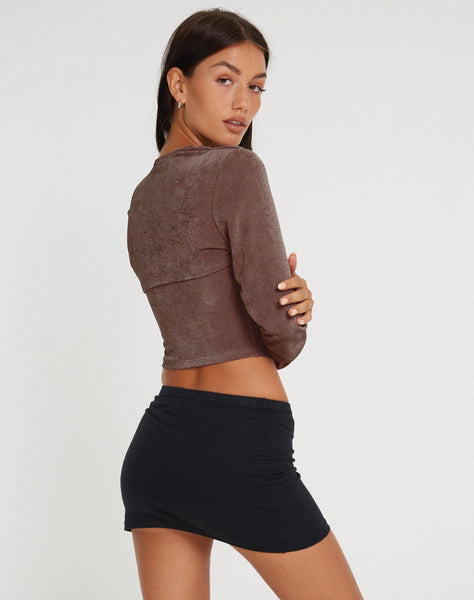 Image of Rabia Long Sleeve Crop Top in Peppercorn