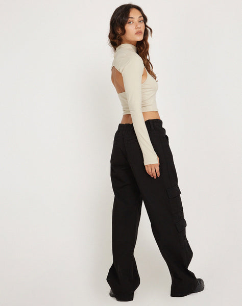 Image of Raccet Long Sleeve Crop Top in Coconut Milk