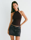 Image of Raceline Halterneck Top in Rayon Jersey Chocolate Brown