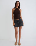 Image of Raceline Halterneck Top in Rayon Jersey Chocolate Brown