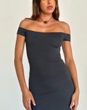 Image of Racha Thick Rib Bardot Maxi Dress in Black Forest