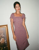 Image of Rachana Midi Dress in Flowing Rose Deep Purple