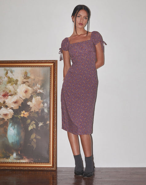 Image of Rachana Midi Dress in Flowing Rose Deep Purple