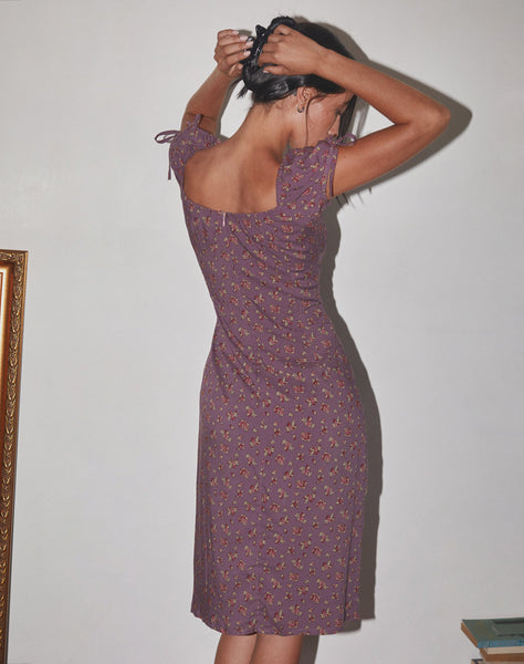 Image of Rachana Midi Dress in Flowing Rose Deep Purple