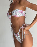 Image of Leyna Bikini Bottom in White Jungle Flower Print