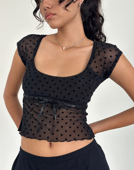 Cintan Tie Front Top in Black