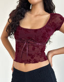 Image of Rada Top in Botanical Flocked Maroon