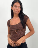 Image of Rada Top in Flocked Chocolate Brown Leopard