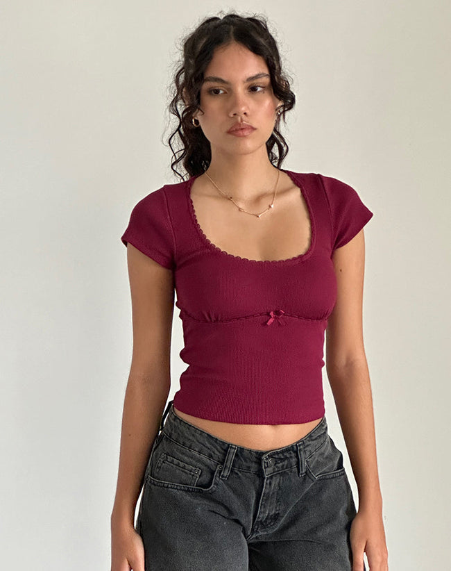 Image of Rada Top in Rib Burgundy