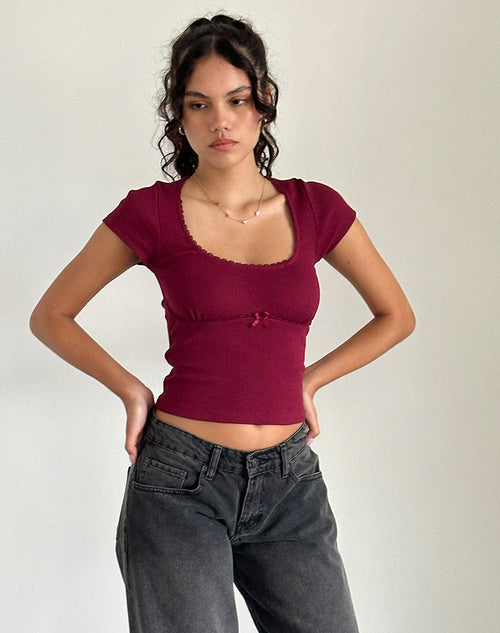 Image of Rada Top in Rib Burgundy