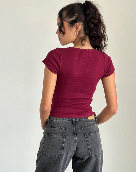 Image of Rada Top in Rib Burgundy