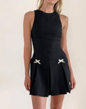 image of Radeta Mini Dress in Black with Ivory Bows