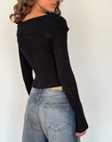 Image of Radia Long Sleeve Off-Shoulder Zip Through Jumper in Black