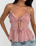 Image of Raeya Tie Front Cami Top in Chiffon Pink