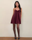 Image of Rafaila Mini Slip Dress in Satin Burgundy