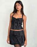 Image of Raffita Mini Skirt in Satin Jacquard Black