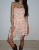 Image of Raftar Frill Chiffon Mini Dress in Peach Cherry Blossom