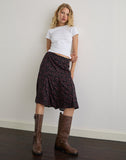 Image of Rahyu Midi Skirt in Dark Pink Rose Black