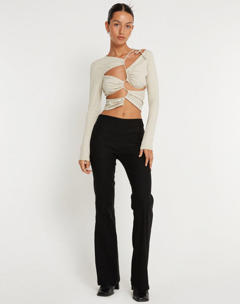 image of Rajina Cut Out Long Sleeve Top in Coconut Milk