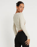 image of Rajina Cut Out Long Sleeve Top in Coconut Milk