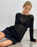Image of Rajiya Open Weave Jumper in Black