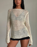 Image of Rajiya Open Weave Jumper in Ivory